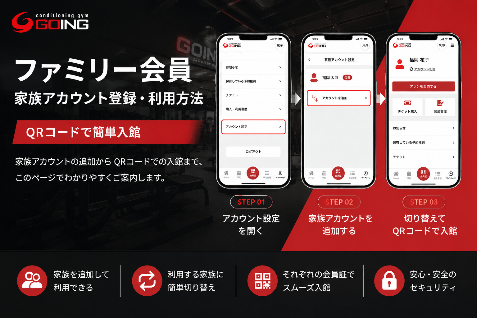 ファミリー会員家族アカウント登録・利用方法