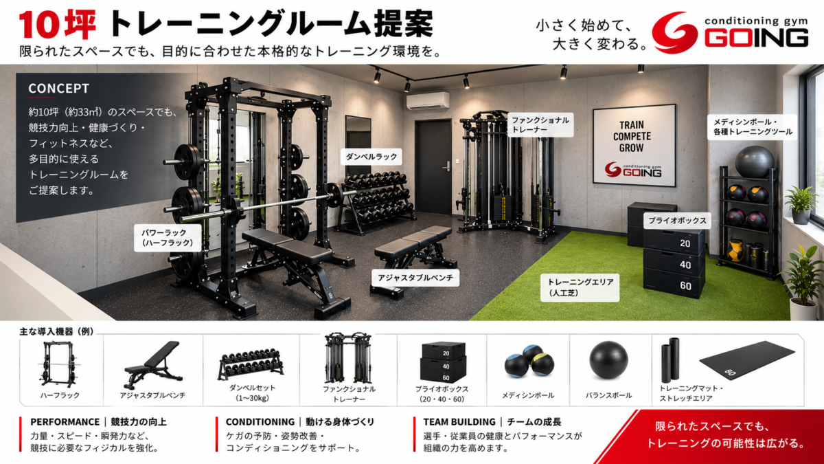 10坪の小規模トレーニングルーム導入イメージ